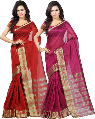 

Weavedeal Solid Banarasi Chanderi Saree(Pack of 2, Multicolor)