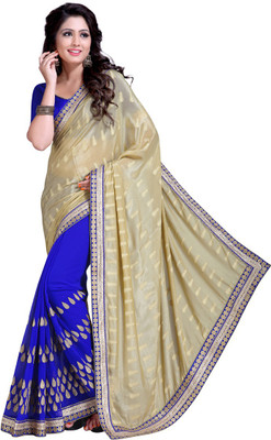

Khushali Self Design, Embroidered Fashion Jacquard, Crepe, Georgette Saree(Blue, Beige), Beige;blue