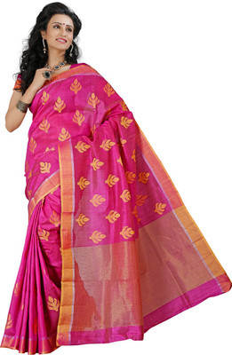 

Roopkala Silks Woven Fashion Tussar Silk Saree(Magenta)
