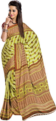 

Khoobee Self Design, Printed Fashion Jacquard Saree(Light Green, Brown), Brown;light green