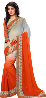 

Stylezone Embroidered Fashion Georgette Saree(Orange)