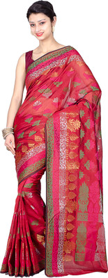 

Chandrakala Woven Banarasi Silk Cotton Blend Saree(Red)