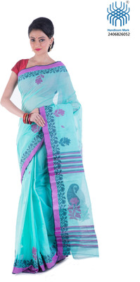 

Tantuja Woven Tangail Cotton Saree(Blue)