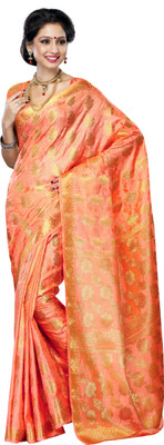 

Mimosa Woven Kanjivaram Tussar Silk Saree(Orange), Peach