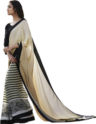 

Khoobee Self Design, Printed Fashion Georgette, Crepe Saree(Beige, Black, Multicolor)