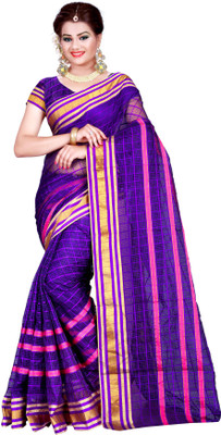 

Weavedeal Checkered Coimbatore Cotton Saree(Purple)
