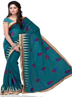 

Meghdoot Self Design Fashion Chiffon Saree(Multicolor), Light blue