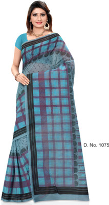 

Indianbeauty Striped, Printed Fashion Cotton Saree(Light Blue)