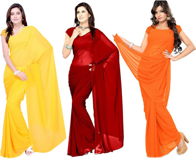 

Multi Retail Solid Bollywood Georgette Saree(Pack of 3, Multicolor)