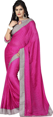 

Jiya Self Design Fashion Satin, Jacquard Saree(Pink, Black, White), Black;pink;white