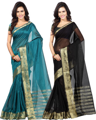 

Weavedeal Solid Banarasi Chanderi Saree(Pack of 2, Multicolor)