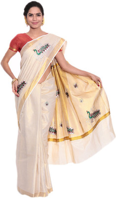 

Darps Self Design Balarampuram Cotton Saree(Multicolor), Cream