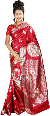 

Anushree Saree Self Design Fashion Chanderi Saree(Multicolor), Red;silver
