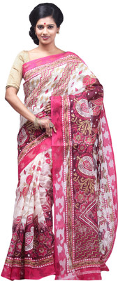 

monidipa Self Design Fashion Cotton Saree(White)