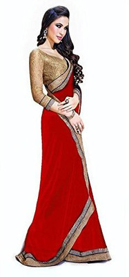 

Bansri Plain Bollywood Georgette Saree(Red)