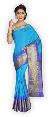 

Taanshi Printed Kanjivaram Tussar Silk Saree(Blue