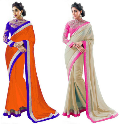 

Stylezone Self Design Fashion Chiffon Saree(Pack of 2, Multicolor)