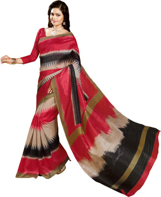

Khoobee Self Design, Printed Fashion Jute, Silk Saree(Multicolor, Red)