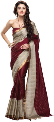 

Urban Vastra Striped Fashion Cotton Saree(Maroon)