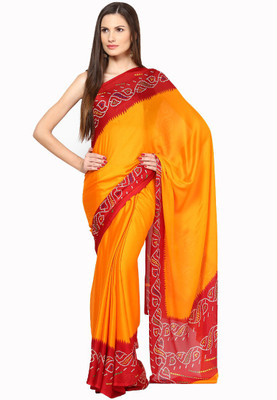 

Soundarya Printed Bandhej Crepe Saree(Orange)