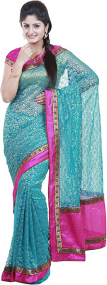 

Mimosa Woven Bollywood Net Saree(Light Blue, Saffire