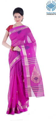 

Tantuja Woven Tangail Cotton Saree(Brown), Pink