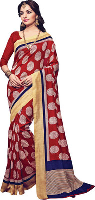 SAARA Polka Print Bhagalpuri Poly Silk Saree(Red) SAARA Polka Print Bhagalpuri Poly Silk Saree(Red)