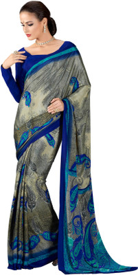 

Khoobee Self Design, Printed Fashion Crepe Saree(Multicolor, Dark Blue), Dark blue;multicolor