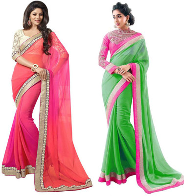 

Stylezone Self Design Fashion Chiffon Saree(Pack of 2, Multicolor)