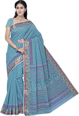 

Rani Saahiba Printed Gadwal Polycotton Saree(Light Blue), Phirozy