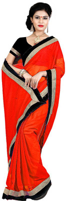 

Party Wear Dresses Solid Fashion Chiffon Saree(Red)