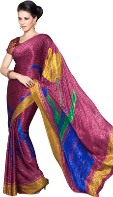 

Manthan Printed Daily Wear Jacquard Saree(Pink)