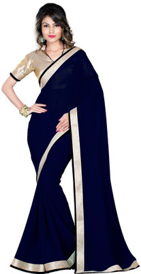 

Desi Butik Printed Fashion Georgette Saree(Blue), Dark blue