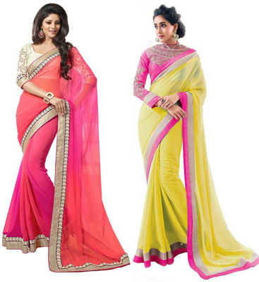 

Stylezone Self Design Fashion Chiffon Saree(Pack of 2, Multicolor)