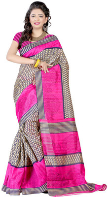 

Party Wear Dresses Printed Fashion Art Silk Saree(Pink)