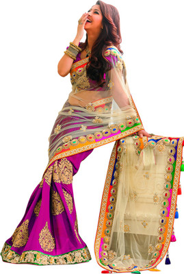 

Asha Fashion Embellished, Embroidered, Solid Fashion Chiffon, Net Saree(Pink