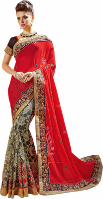 

Khoobee Self Design, Embroidered, Embellished Fashion Georgette, Jacquard Saree(Red, Brown, Multicolor), Brown;multicolor;red