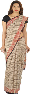 

Khatri Creations Printed Daily Wear Handloom Cotton Saree(Black)