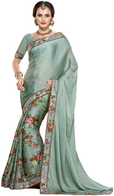 

Khoobee Self Design, Printed, Embellished Fashion Satin Saree(Light Green, Multicolor)
