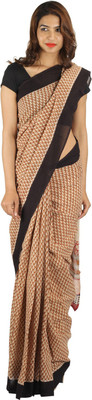 

Khatri Creations Printed Daily Wear Handloom Cotton Saree(Brown)