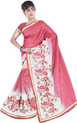 

Indianbeauty Self Design, Embroidered Fashion Cotton Saree(Red, White)