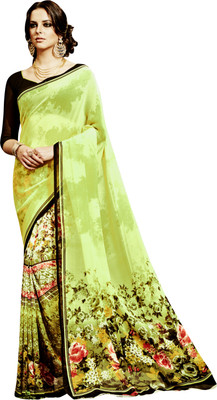 

Khushali Self Design, Printed Fashion Georgette Saree(Green, Multicolor)