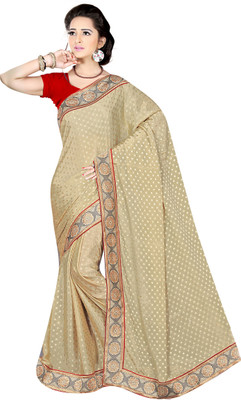 

Khushali Self Design, Embellished Fashion Jacquard Saree(Beige)