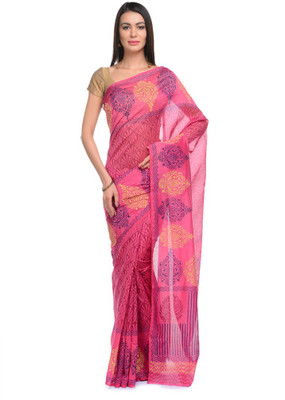 

NIKA Printed Chanderi Chanderi Saree(Blue)