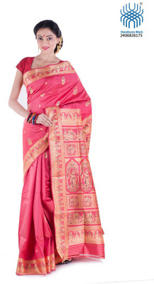 

Tantuja Woven Baluchari Handloom Cotton Saree(Grey)
