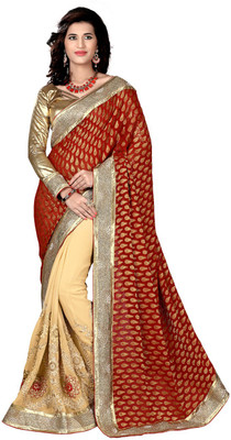 

Aasvaa Embroidered Fashion Raw Silk Saree(Gold, Maroon), Cream and maroon