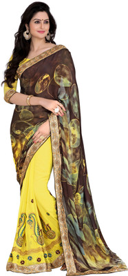 

Jiya Self Design, Embroidered, Embellished Fashion Georgette, Satin Saree(Multicolor, Yellow)