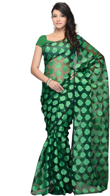 

JTInternational Self Design Fashion Jacquard Saree(Green)