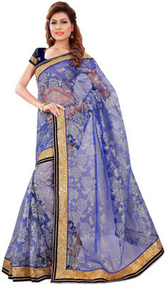

Desi Butik Embroidered Fashion Net Saree(Blue)