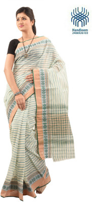 

Tantuja Self Design Dhaniakhali Handloom Cotton Saree(Green)